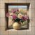 Ceramic tile mural with peony bouquet in window and mountain background – romantic decorative tilebazsarozsak-az-ablakban-fali-csempe